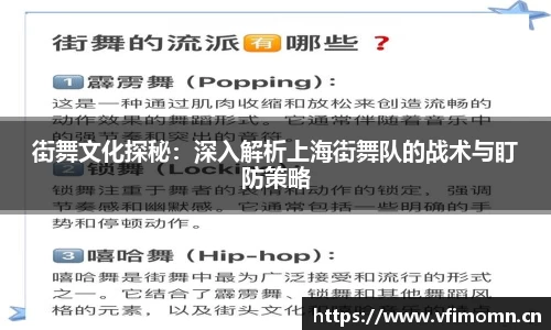 街舞文化探秘：深入解析上海街舞队的战术与盯防策略