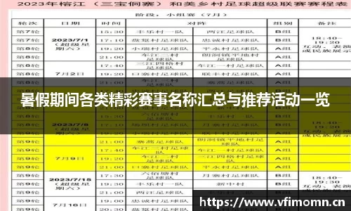 暑假期间各类精彩赛事名称汇总与推荐活动一览
